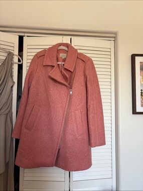LOFT Pink Rose Teddy Bouclé Moto Jacket